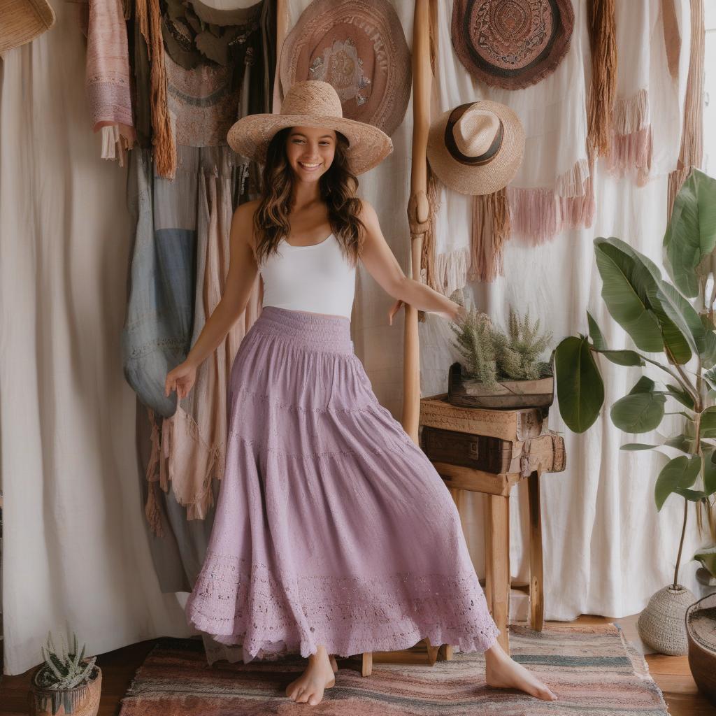 Go With The Flowy Cotton Skirt | 100% katoen in lila en blush