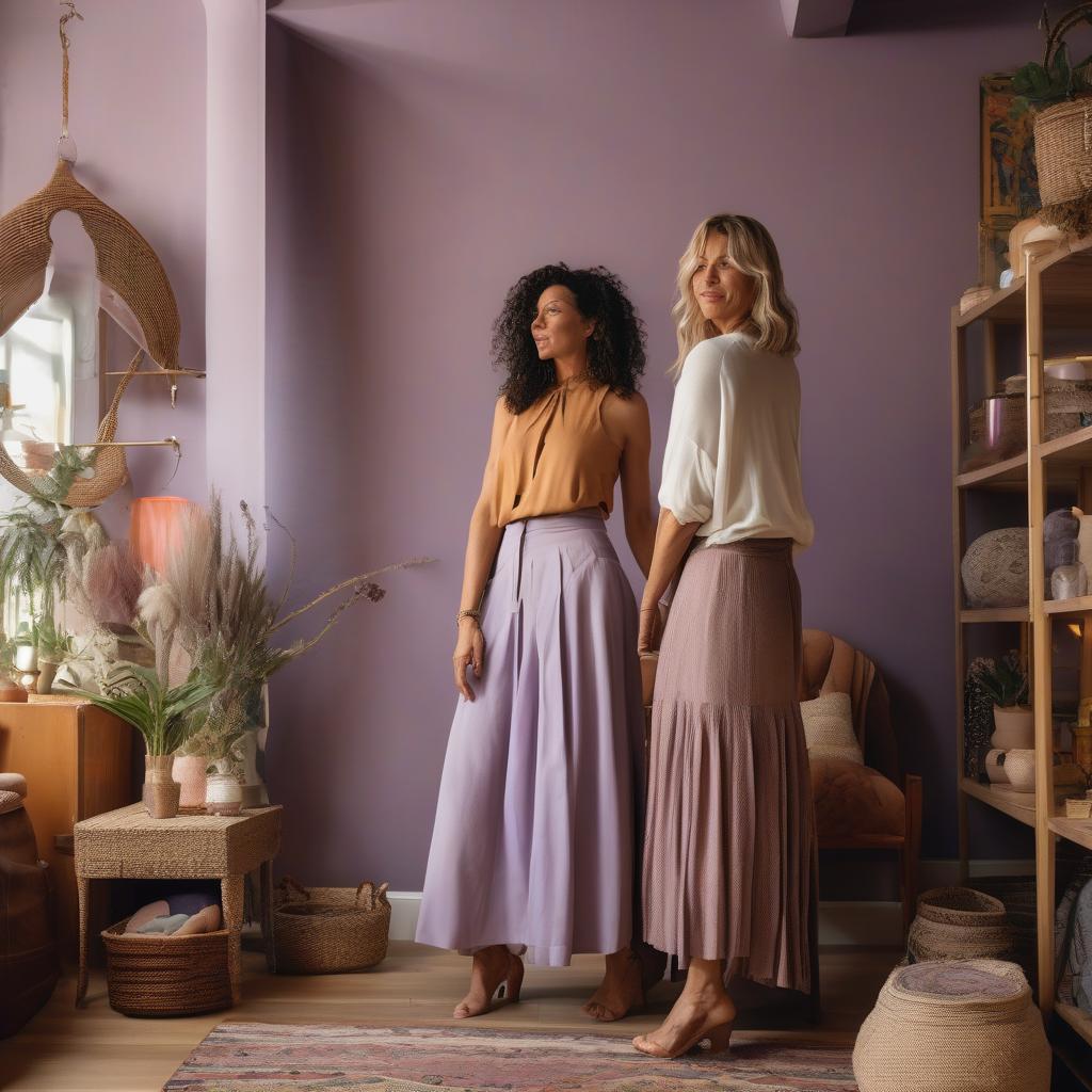 Go With The Flowy Cotton Skirt | 100% katoen in lila en blush